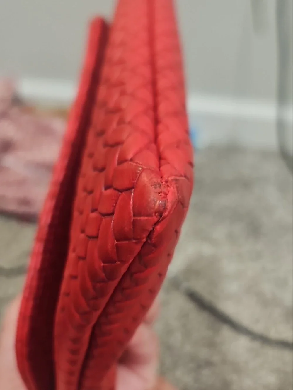 Red Woven Envelope Clutch with Silver Chain